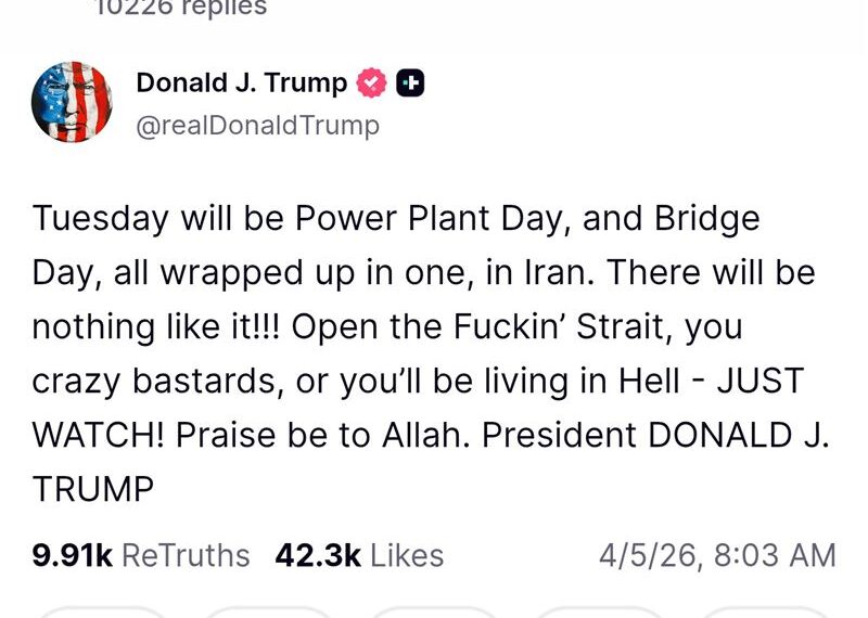 台灣新聞通訊社-川普威脅伊朗爆粗口！限期後天開放荷莫茲海峽　西德州開盤破113美元