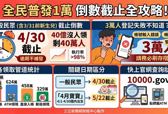 台灣新聞通訊社-40億元沒人要？普發1萬「關門倒數」　3萬人登記失敗竟不知