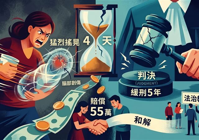 台灣新聞通訊社-嫩嬰送托4天竟當「手搖飲」猛晃！顱骨骨折險奪命　惡保母下場曝光