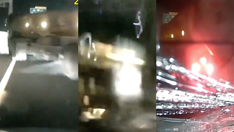 台灣新聞通訊社-擦肩死神視角曝!國道施工…砂石車「半身切出」 他3秒撞成廢鐵