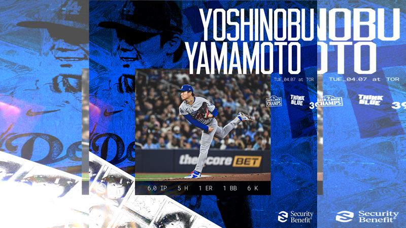 台灣新聞通訊社-MLB／山本由伸挨岡本和真二壘打　6局失1分助道奇擊敗藍鳥打出5連勝