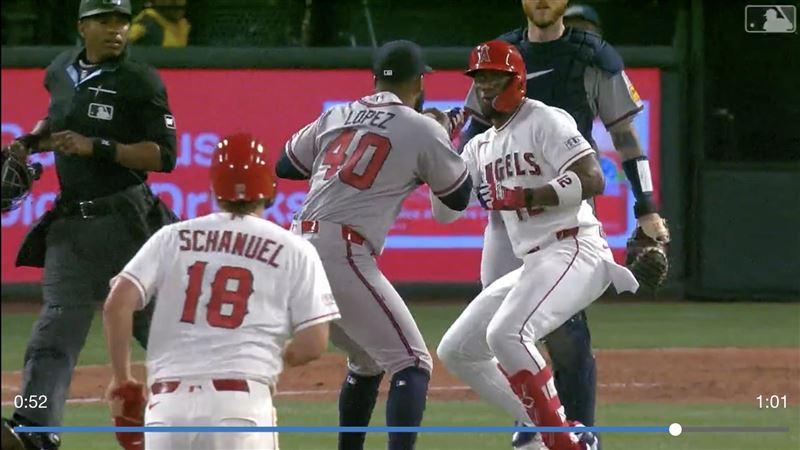 台灣新聞通訊社-MLB/開轟後先被丟又差點被爆頭 打者不忍了!天使、勇士上演全武行