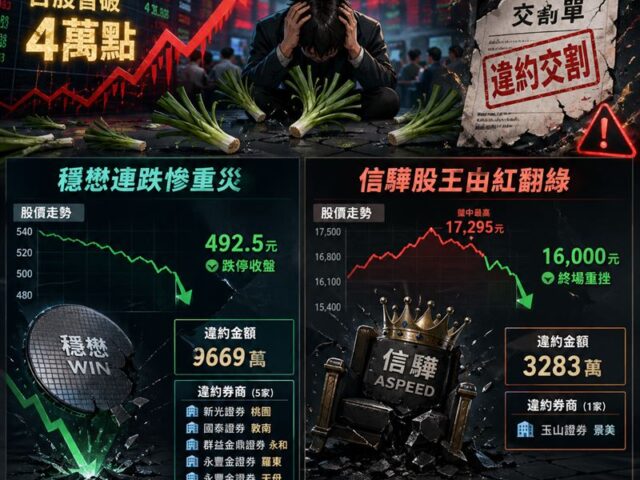 台灣新聞通訊社-快訊／韭菜團滅！6券商連環爆！穩懋、信驊大額違約交割破1.28億