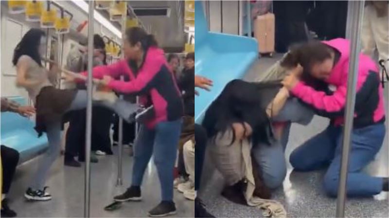 台灣新聞通訊社-上海地鐵兩女「纏鬥」太震撼！32歲女與66歲婦扯髮扭打，搶座畫面網瘋傳