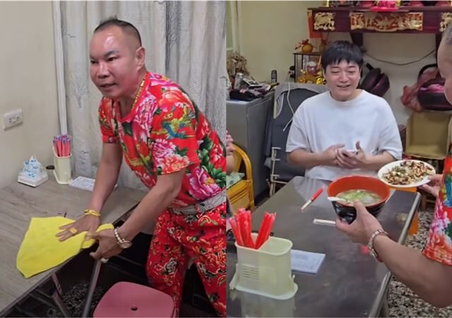 台灣新聞通訊社-沒帶錢包？吊車大王小吃攤「端菜擦桌」抹布甩肩不怕髒　顧客全傻眼