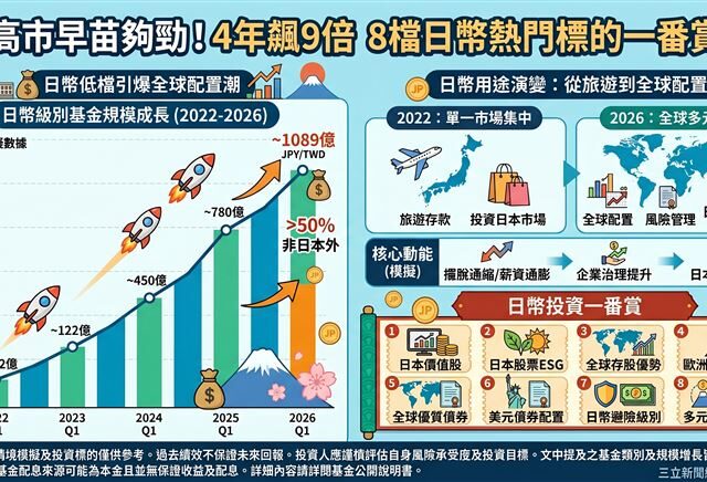 台灣新聞通訊社-熱門基金／高市早苗夠勁！4年飆9倍和台股拼了　8檔日幣熱門標的一番賞