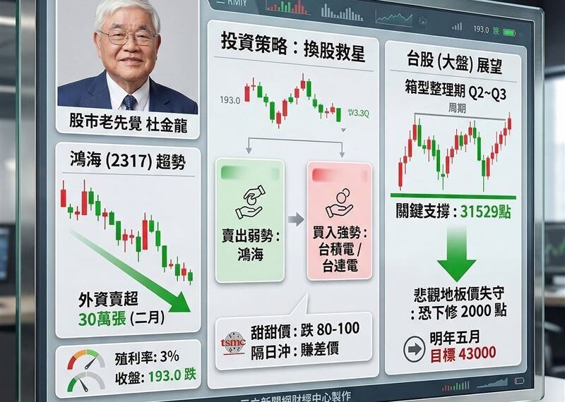 台灣新聞通訊社-鴻海跌跌不休「散戶哀嚎接刀」！杜金龍揭露悲觀地板價：沒守住恐再殺