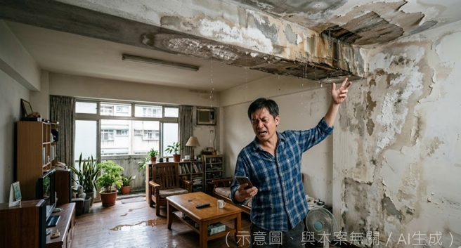 台灣新聞通訊社-天花板狂滴水還長白華！鄰居互告大戰 她慘賠63萬代價沉重