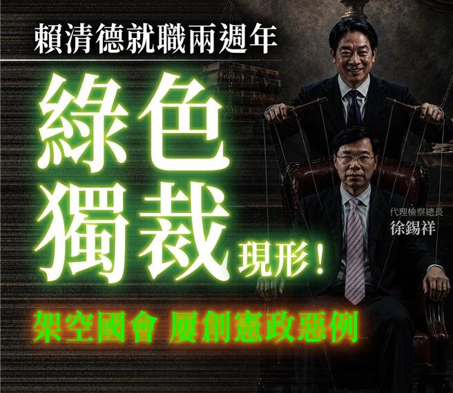 台灣新聞通訊社-徐錫祥「被國會否決」仍代理檢察總長 白營轟賴:綠色獨裁