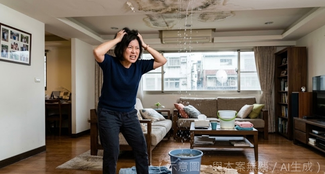 台灣新聞通訊社-天花板狂滴水!樓上擺爛拖半年不處理 女憂電線走火快崩潰