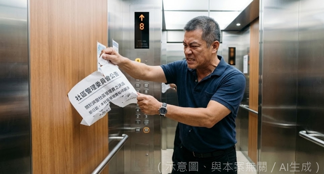 台灣新聞通訊社-不滿管委會電梯內公告 男住戶連撕5張挨告1張罰2000