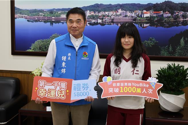 台灣新聞通訊社-苗栗YouBike破千萬騎乘！鍾東錦頒獎、推綠色交通再升級