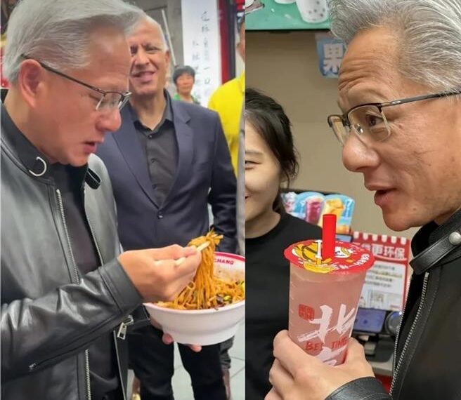 台灣新聞通訊社-AI教父北京掃街！ 黃仁勳暢飲8元蜜桃四季春 狂讚炸醬麵