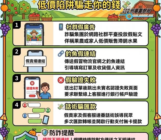 台灣新聞通訊社-每斤40元玉荷包？婦誤信臉書廣告 買5斤竟遭騙走100萬