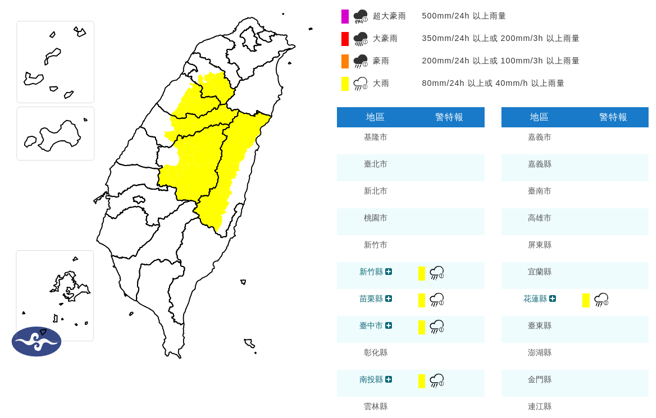台灣新聞通訊社-5縣市大雨特報！下到晚上 周末再變天