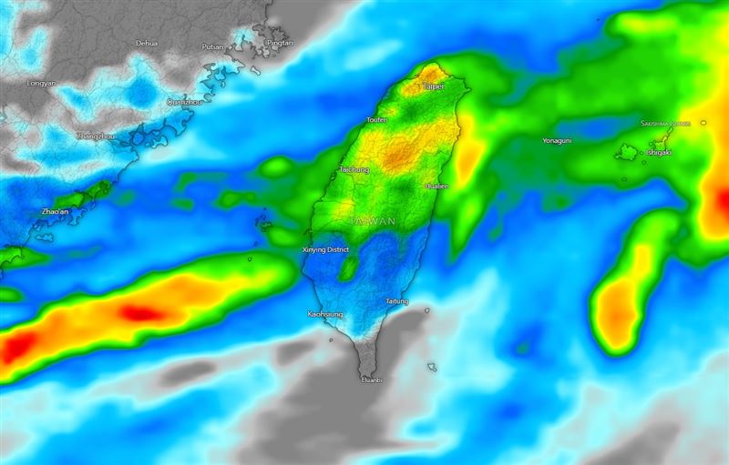 台灣新聞通訊社-華南雲雨區準備東移！最新降雨模擬「3地下到發黃」　全台變天時間曝