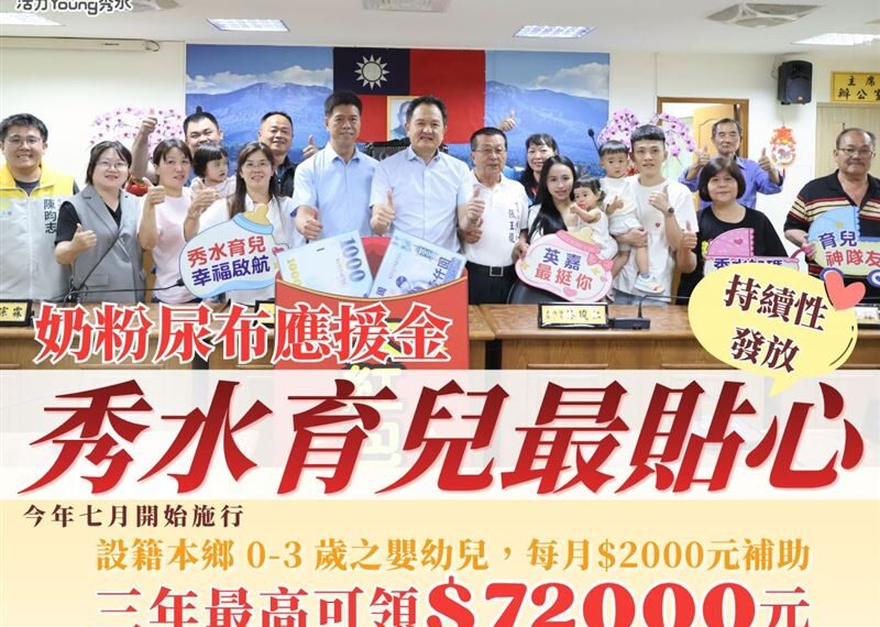 台灣新聞通訊社-發錢了！彰化首例加碼「育兒津貼」　符合資格最高領7.2萬