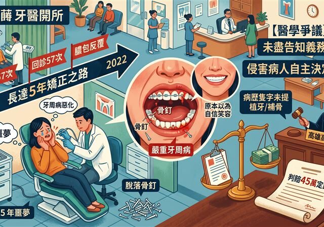 台灣新聞通訊社-矯牙5年變一場空！高雄妹牙齦流膿「骨釘狂掉」 醫判賠45萬原因曝光