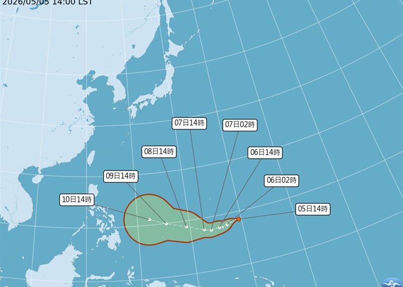 台灣新聞通訊社-快訊／熱帶低壓生成！最快明增強為「哈格比」颱風　最新路徑出爐