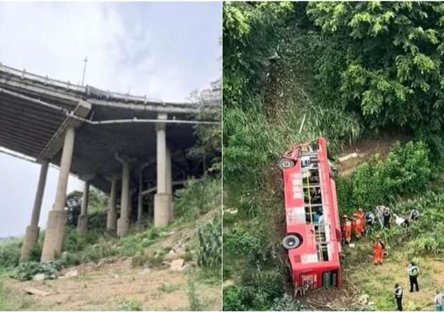 台灣新聞通訊社-慟！廣西重大車禍，公車「墜橋翻覆」畫面瘋傳　3死5傷畫面曝光