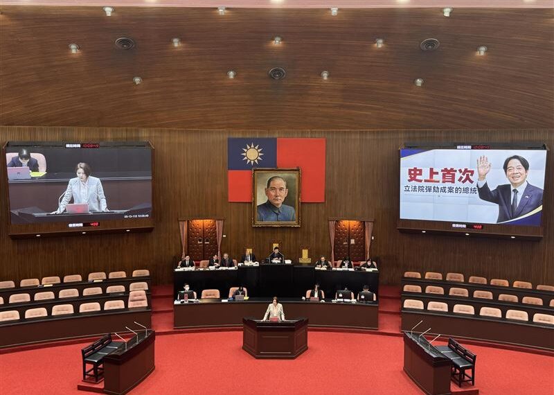 台灣新聞通訊社-立院投票彈劾賴清德 律師轟憲政鬧劇:藍白會在年底選舉付出代價
