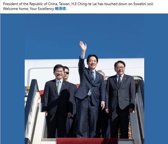 台灣新聞通訊社-賴清德突破封鎖飛抵史瓦帝尼　官方高規格發文：歡迎台灣總統