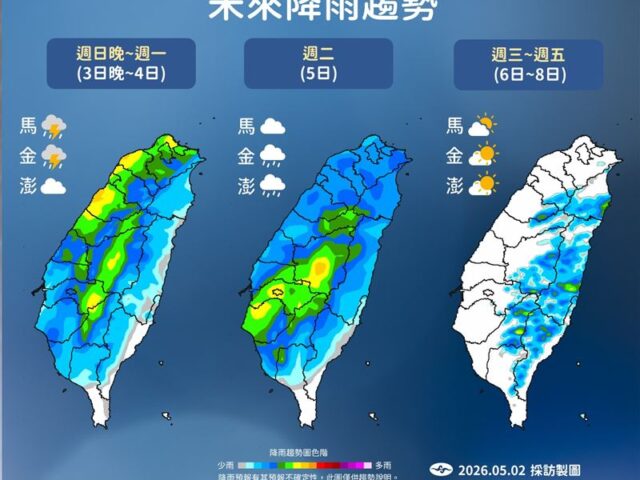 台灣新聞通訊社-今晚變天降溫！全台有雨「連下3天」　下週這2天好天氣