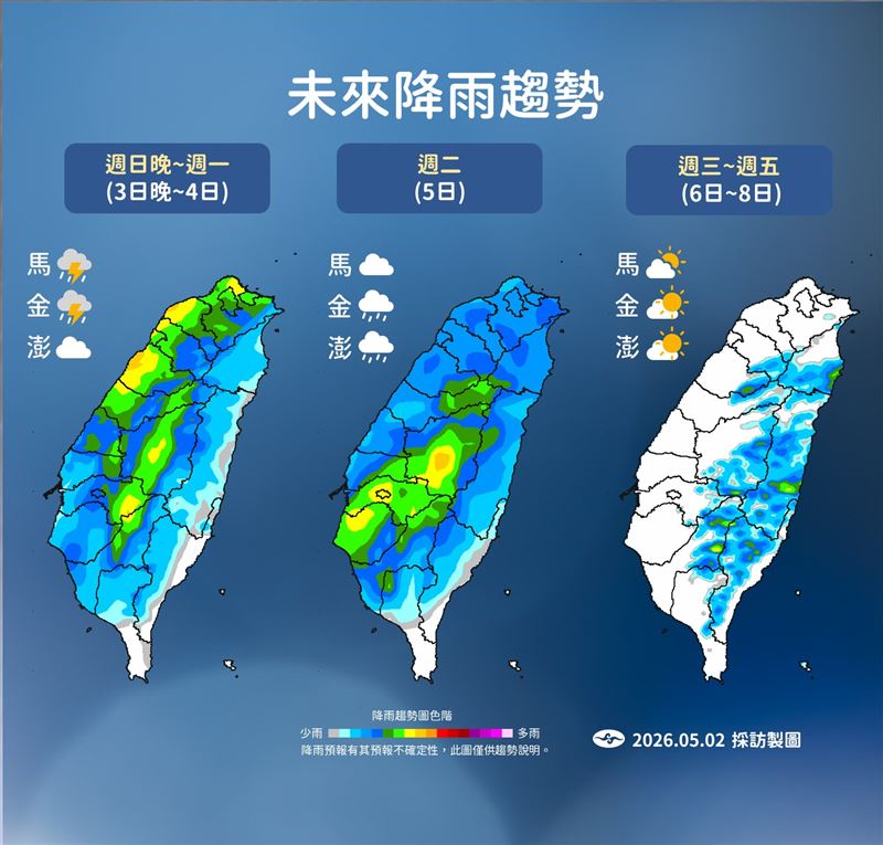 台灣新聞通訊社-今晚變天降溫！全台有雨「連下3天」　下週這2天好天氣