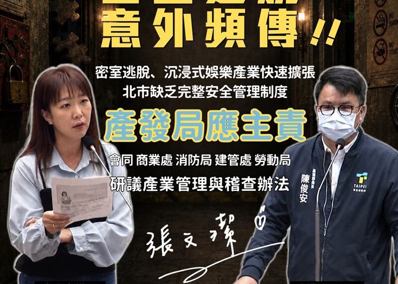 台灣新聞通訊社-女員工密室逃脫扮吊死鬼險死　議員問蔣萬安這事：非要等真的出人命？
