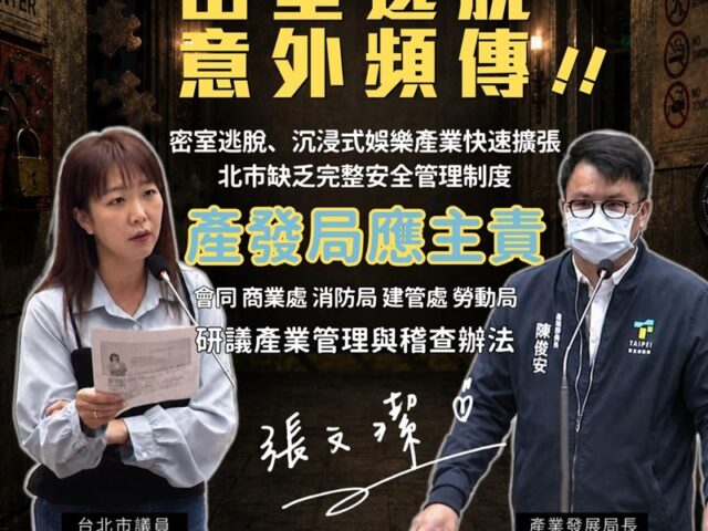 台灣新聞通訊社-女員工密室逃脫扮吊死鬼險死　議員問蔣萬安這事：非要等真的出人命？