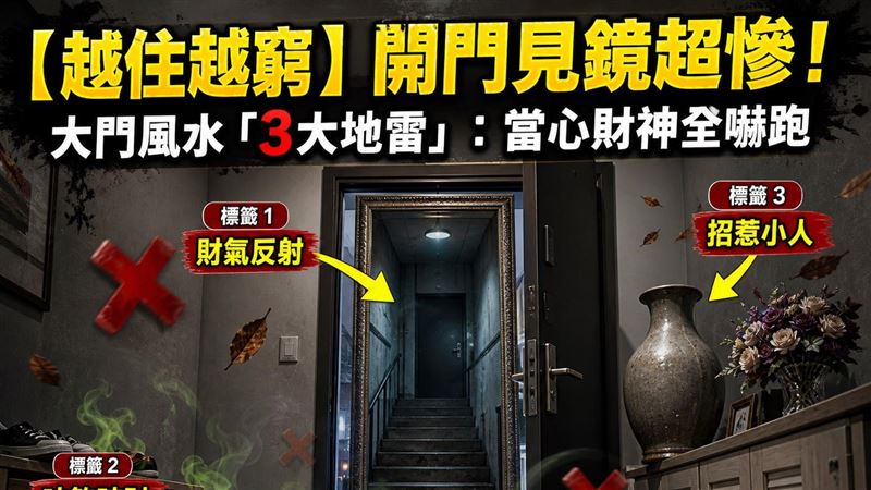 台灣新聞通訊社-越住越窮？大門風水「3地雷」曝光　鞋子亂丟衰爆！專家：財神爺被嚇跑