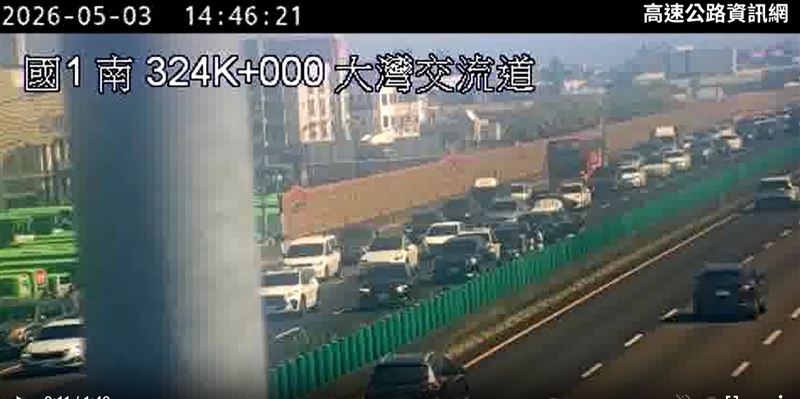 台灣新聞通訊社-快訊／國道1號北向324.２公里處7車連環撞　車流回堵5公里