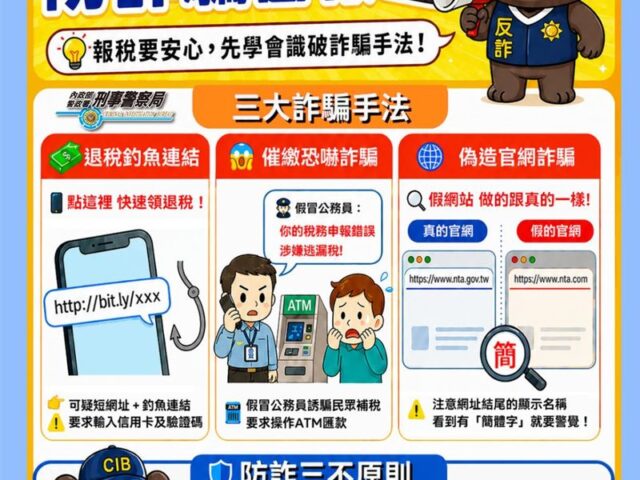 台灣新聞通訊社-5月報稅季防詐騙！財政部揭3大騙術　一鍵按下去帳戶被掏空