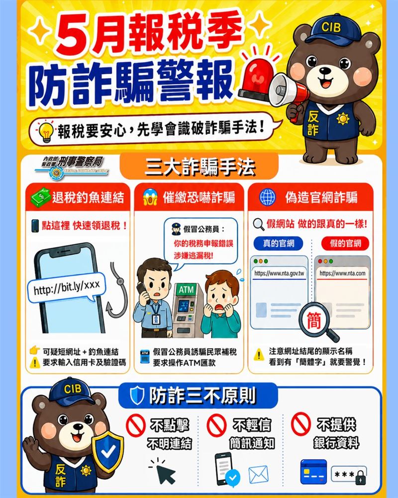 台灣新聞通訊社-5月報稅季防詐騙！財政部揭3大騙術　一鍵按下去帳戶被掏空