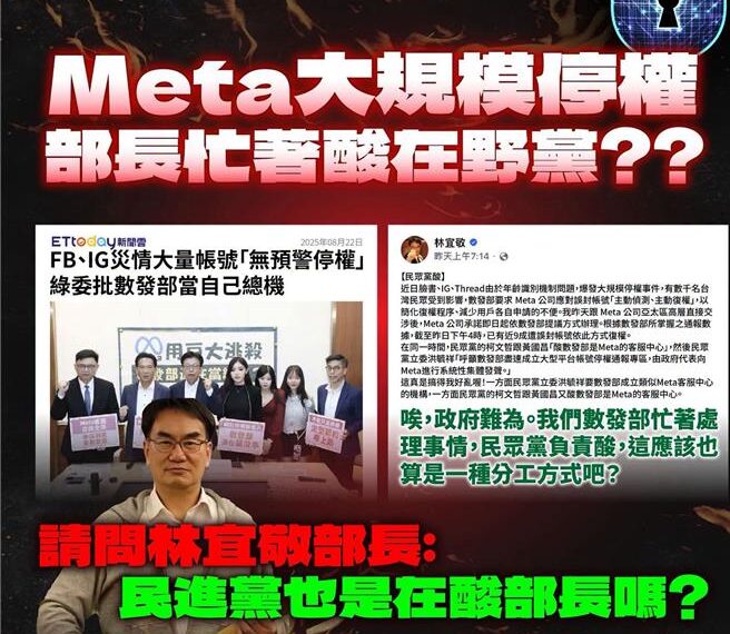 台灣新聞通訊社-黨團臉書消失一周「至今找嘸」　民眾黨批：數發部忙著酸在野