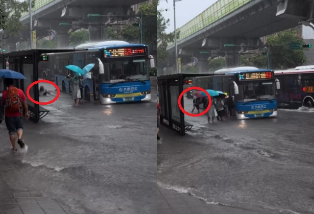台灣新聞通訊社-內湖水深像小溪！學生下公車摔倒「下秒暖舉感動萬人」 本人回應了