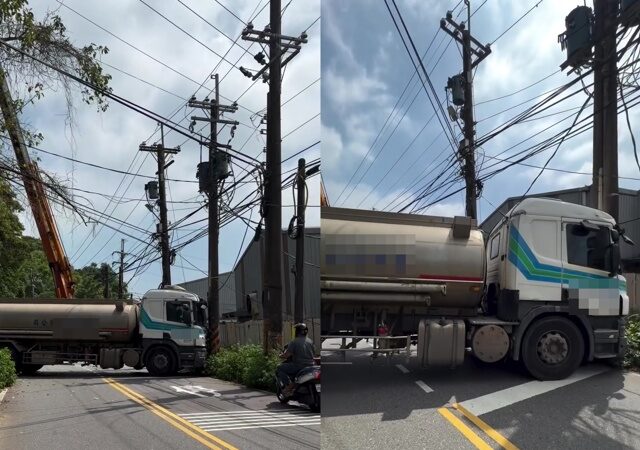 台灣新聞通訊社-桃園龜山油罐車打橫路中！疑機械故障釀禍 交通一度癱瘓