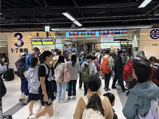 台灣新聞通訊社-台鐵七堵=汐止段電車線遭竹子侵擾 暫單線雙向行車