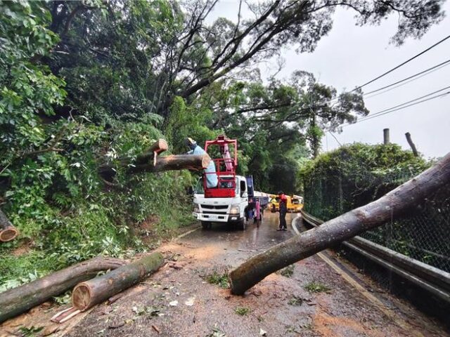 台灣新聞通訊社-豪雨狂襲五股山區！邊坡滑落、石塊滾落 多處道路一度受阻