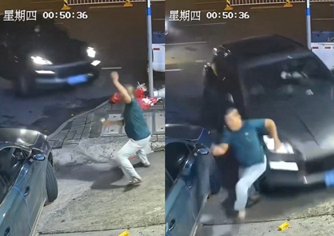 台灣新聞通訊社-廣東男子散步遇車禍迎面來　「死亡夾縫」幸運逃生當場腿軟