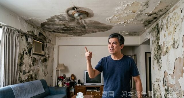 台灣新聞通訊社-樓上改裝隔成套房出租釀災 害天花板崩落壁癌爬滿屋