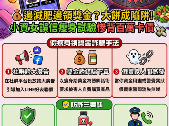 台灣新聞通訊社-快速燃脂變快速破產！小資女誤信「秘密試驗」230萬沒了