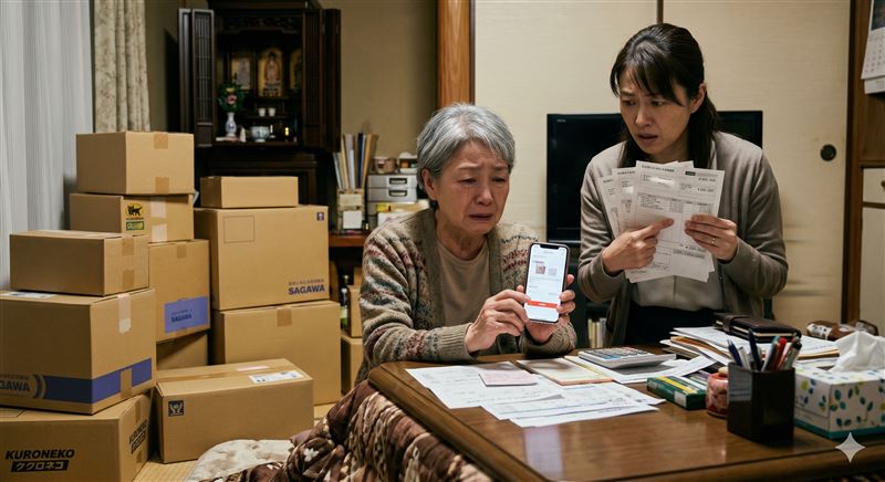 台灣新聞通訊社-女兒送手機竟掀財務風暴！獨居嬤遭百圓試用狂吸血 女兒見紙箱山大崩潰