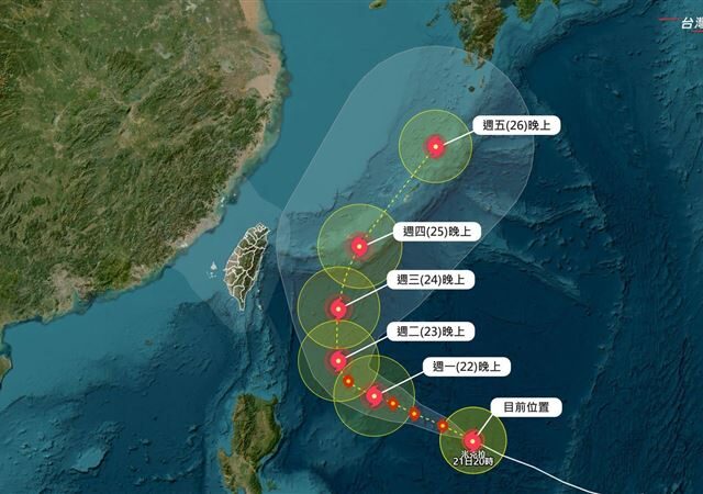 台灣新聞通訊社-中颱米克拉增強中！預測路徑、對台影響一次看　這天起全台有雨
