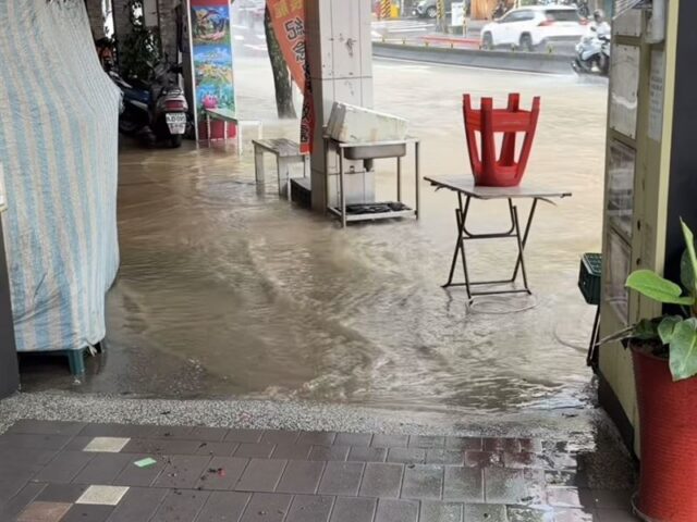 台灣新聞通訊社-慎入！北市內湖驚見「蟑螂猛竄人行道」躲淹水逃命　超噁一幕全被拍