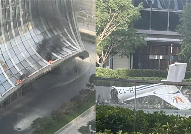 台灣新聞通訊社-北京108層高樓遭飛機撞！「失聯航跡圖、肇事機型」曝光　現場傷亡不明