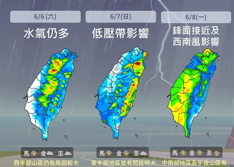 台灣新聞通訊社-梅雨旺盛期來了！下週全台「紅到發紫」　氣象署示警：強降雨轟到這天