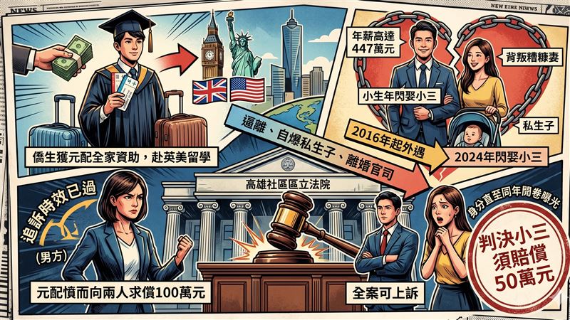 台灣新聞通訊社-軟飯僑生留學發達年薪447萬!狠心拋糟糠妻 自爆私生女速離秒娶小三