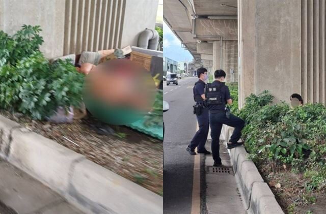 台灣新聞通訊社-高雄台88橋下驚見「裸男躺分隔島」　警方、社工出手了