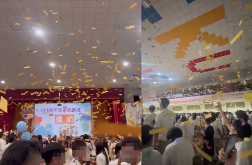 台灣新聞通訊社-高中畢典「陰間過路費」古仔紙當禮炮狂噴 命理師急喊停…校方發聲了